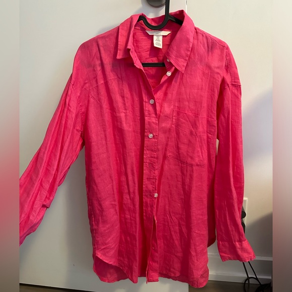 H&M linen/linen blend shirt and shorts - Picture 1 of 4